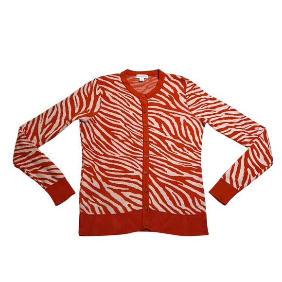 Charter Club Zebra Print Knit Button Up Cardigan Size X-Small Colorful Animal - Picture 1 of 9